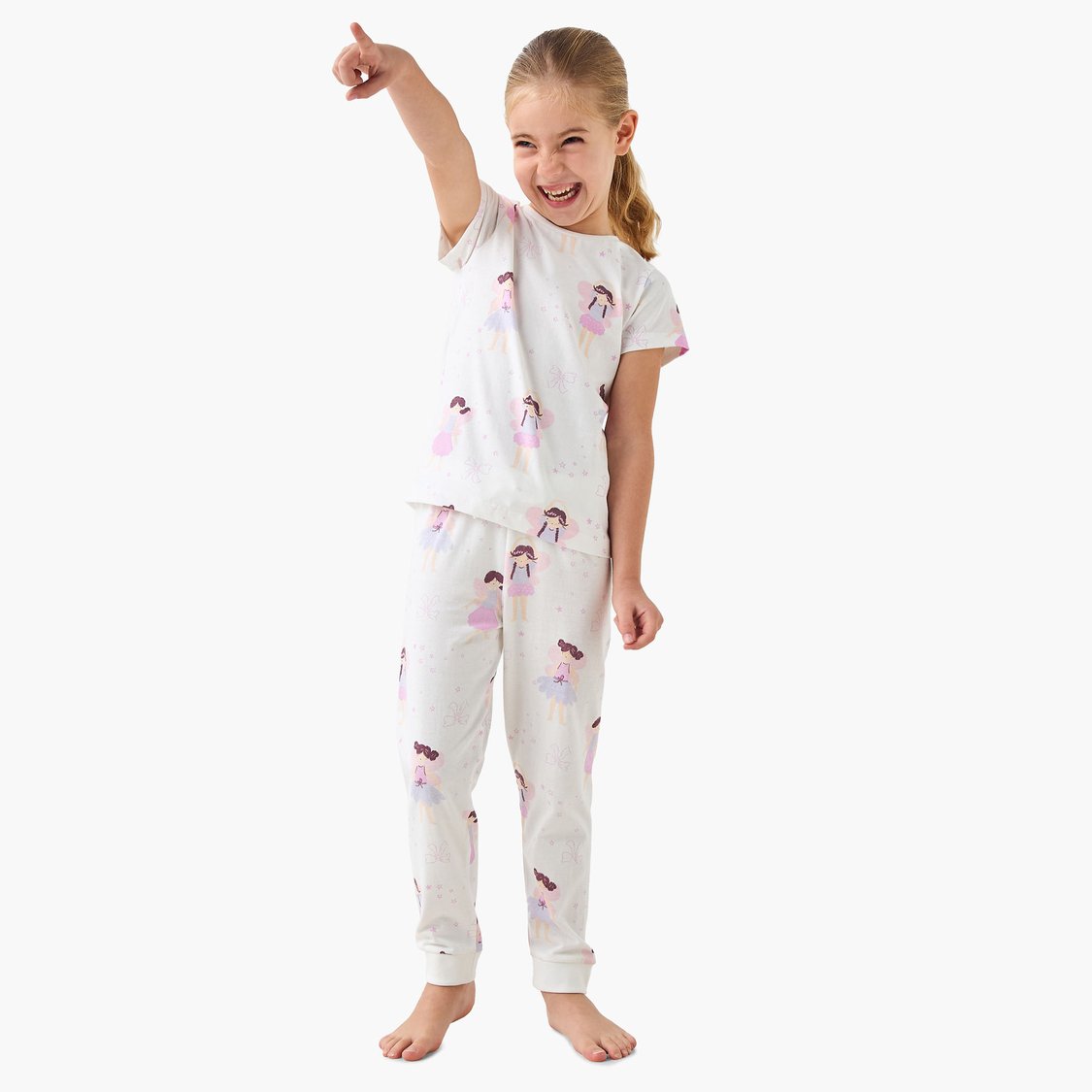 Juniors Angel Print T-shirt and Pyjama Set