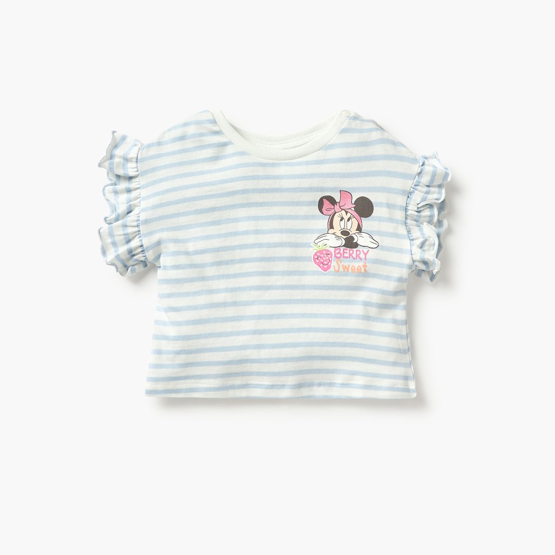 Minnie Mouse Print T-shirt with Frill Sleeves- Set of 2