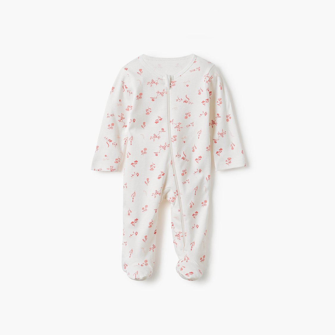 Juniors Floral Print Sleepsuit with Zip Closure - Set of 5
