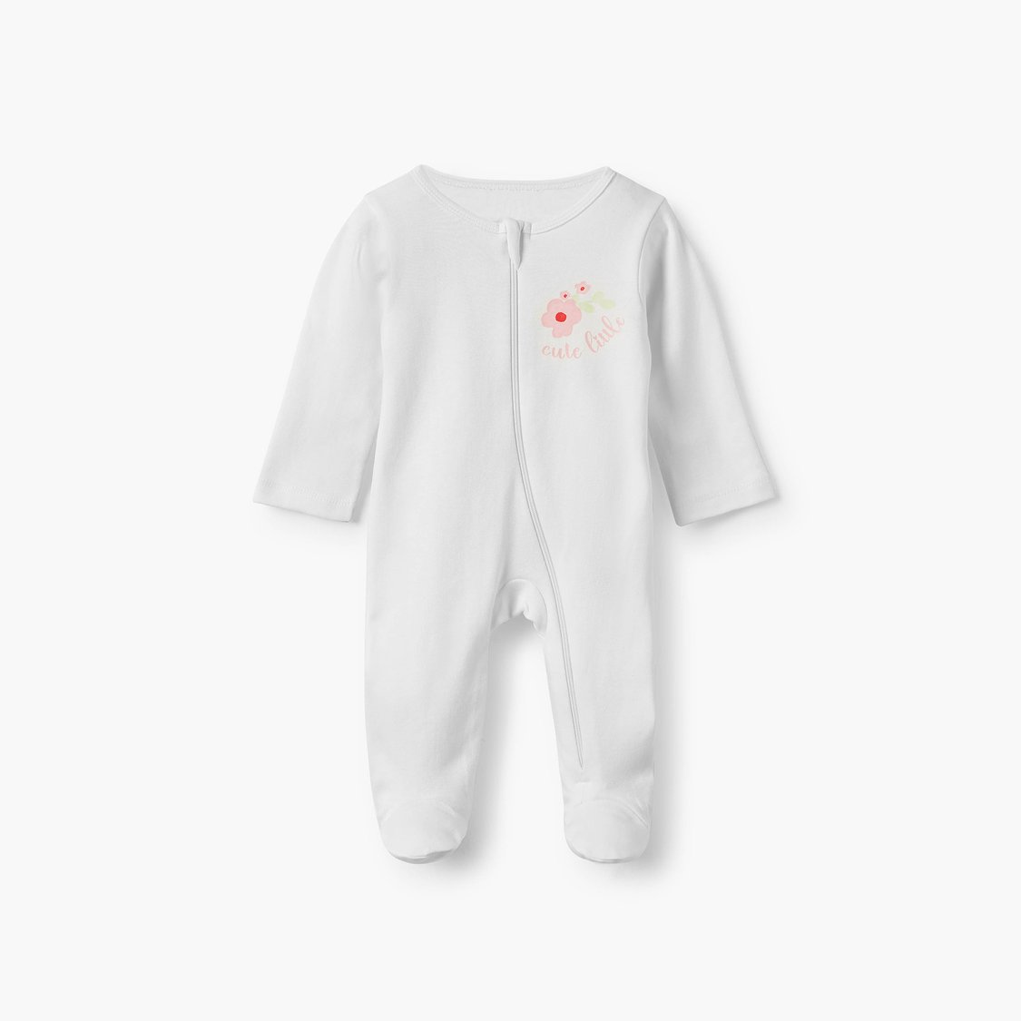 Juniors Floral Print Sleepsuit with Zip Closure - Set of 5
