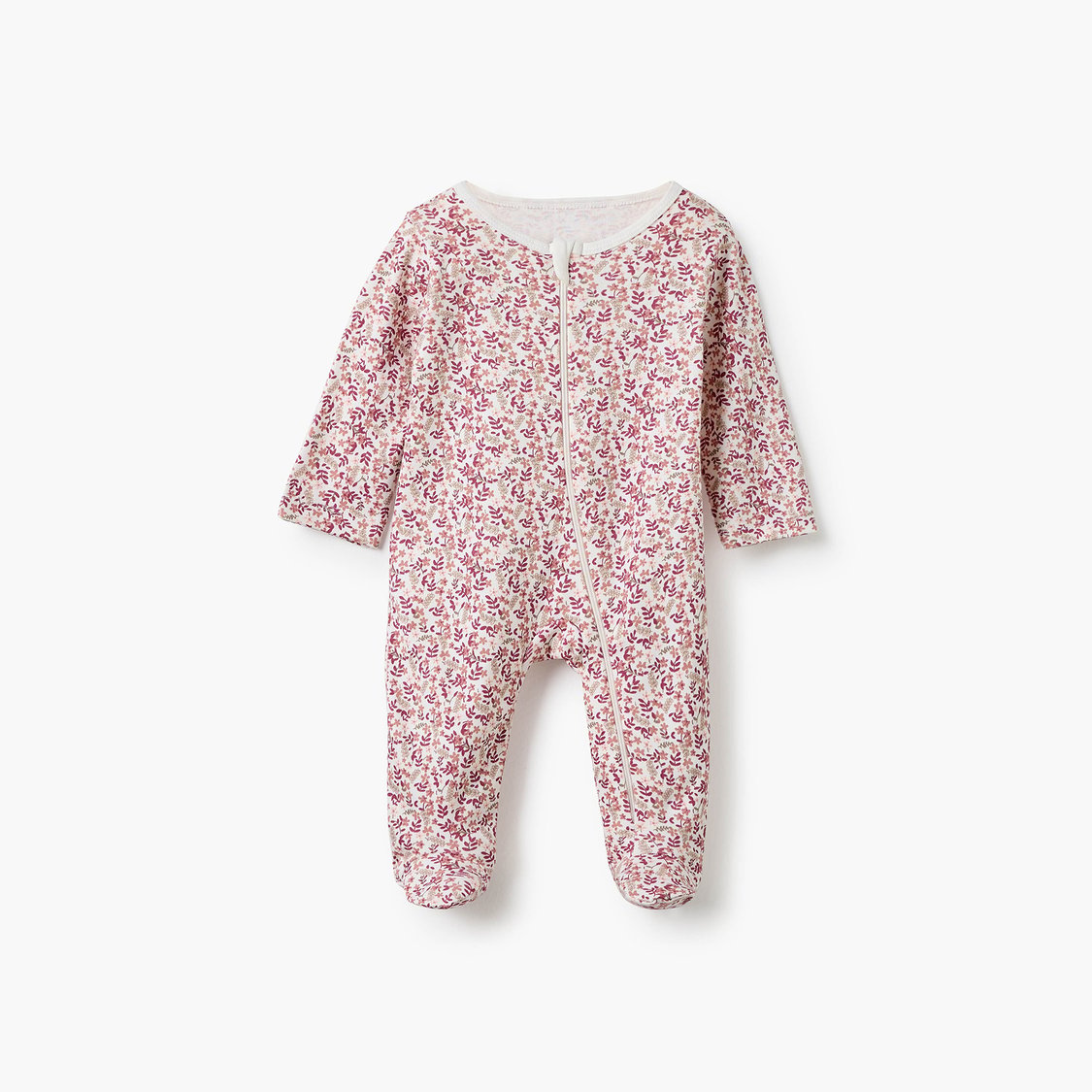 Juniors Floral Print Sleepsuit with Zip Closure - Set of 5