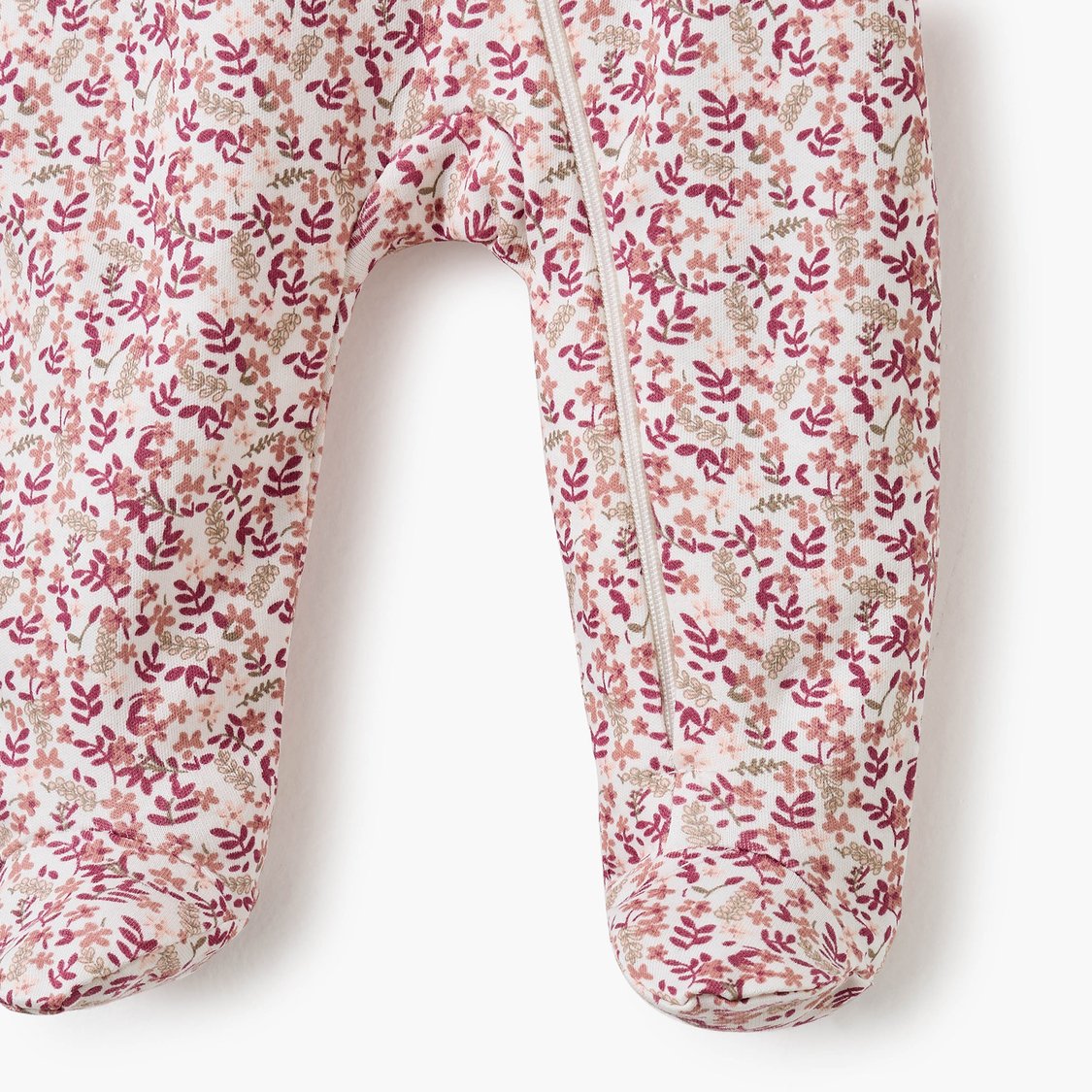 Juniors Floral Print Sleepsuit with Zip Closure - Set of 5