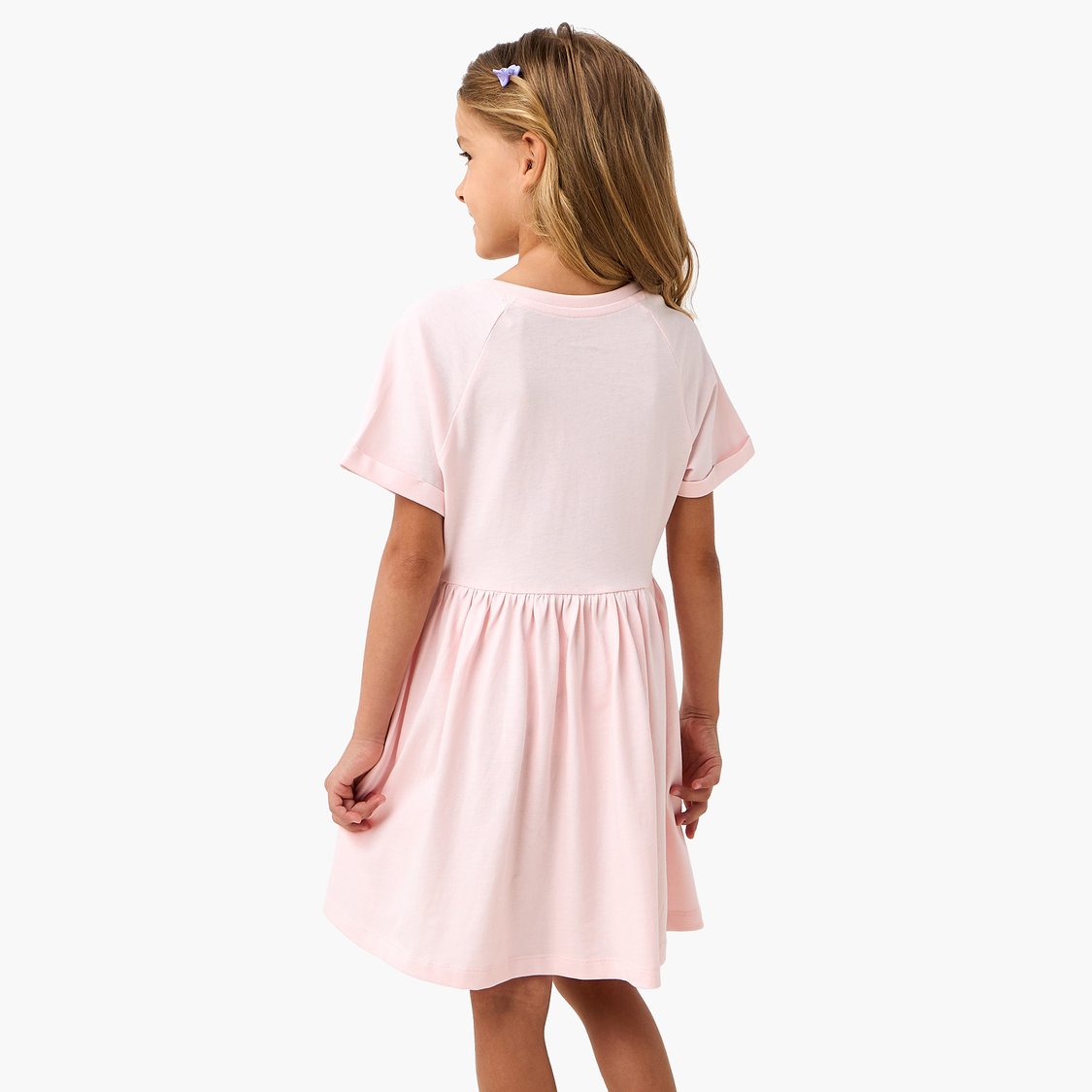 Juniors Unicorn Print A-Line Dress with Short Sleeves