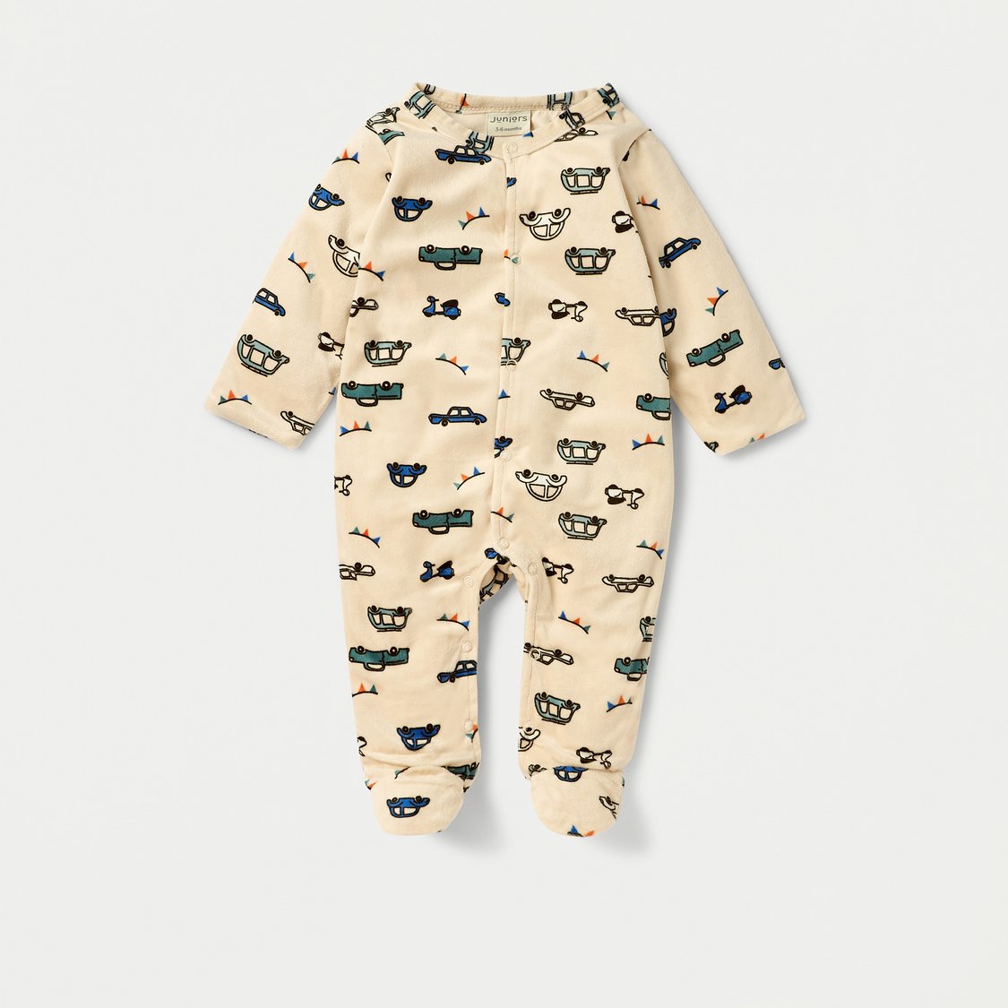 Juniors Vehicle Print Sleepsuit with Button Closure