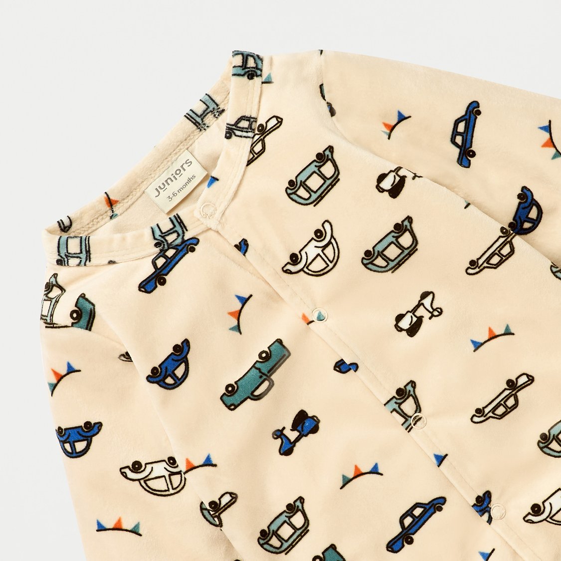Juniors Vehicle Print Sleepsuit with Button Closure