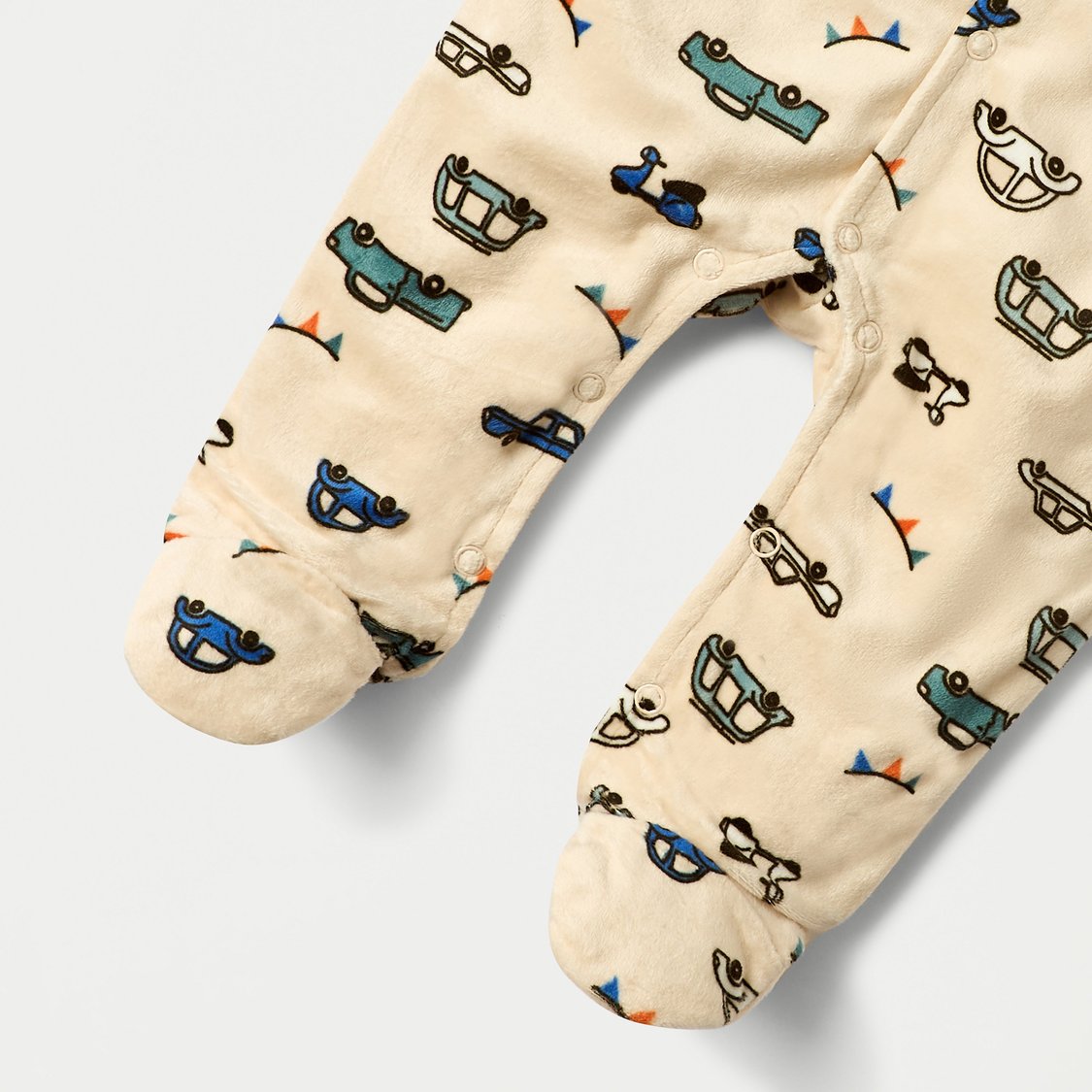 Juniors Vehicle Print Sleepsuit with Button Closure