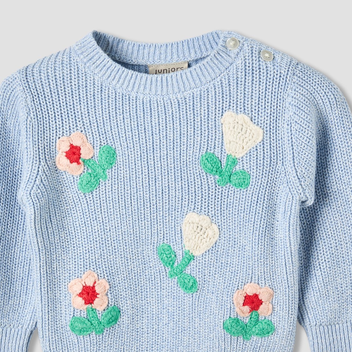 Juniors Floral Embroidered Sweater with Pants Set