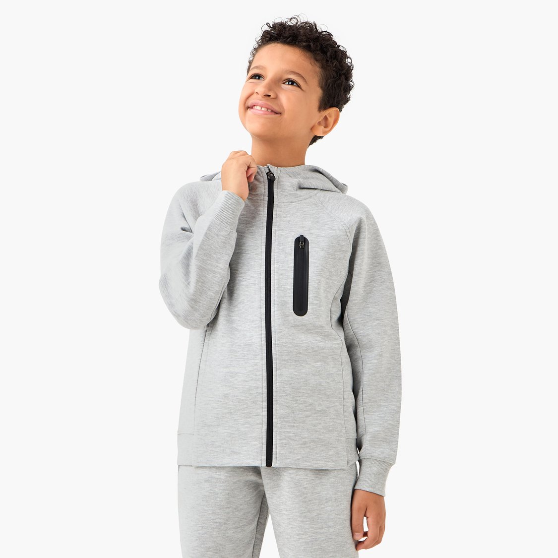 Juniors Solid Zip Through Hoodie and Joggers Set