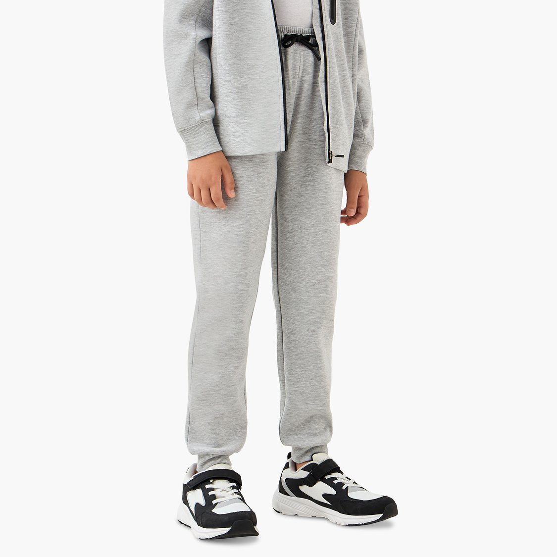 Juniors Solid Zip Through Hoodie and Joggers Set