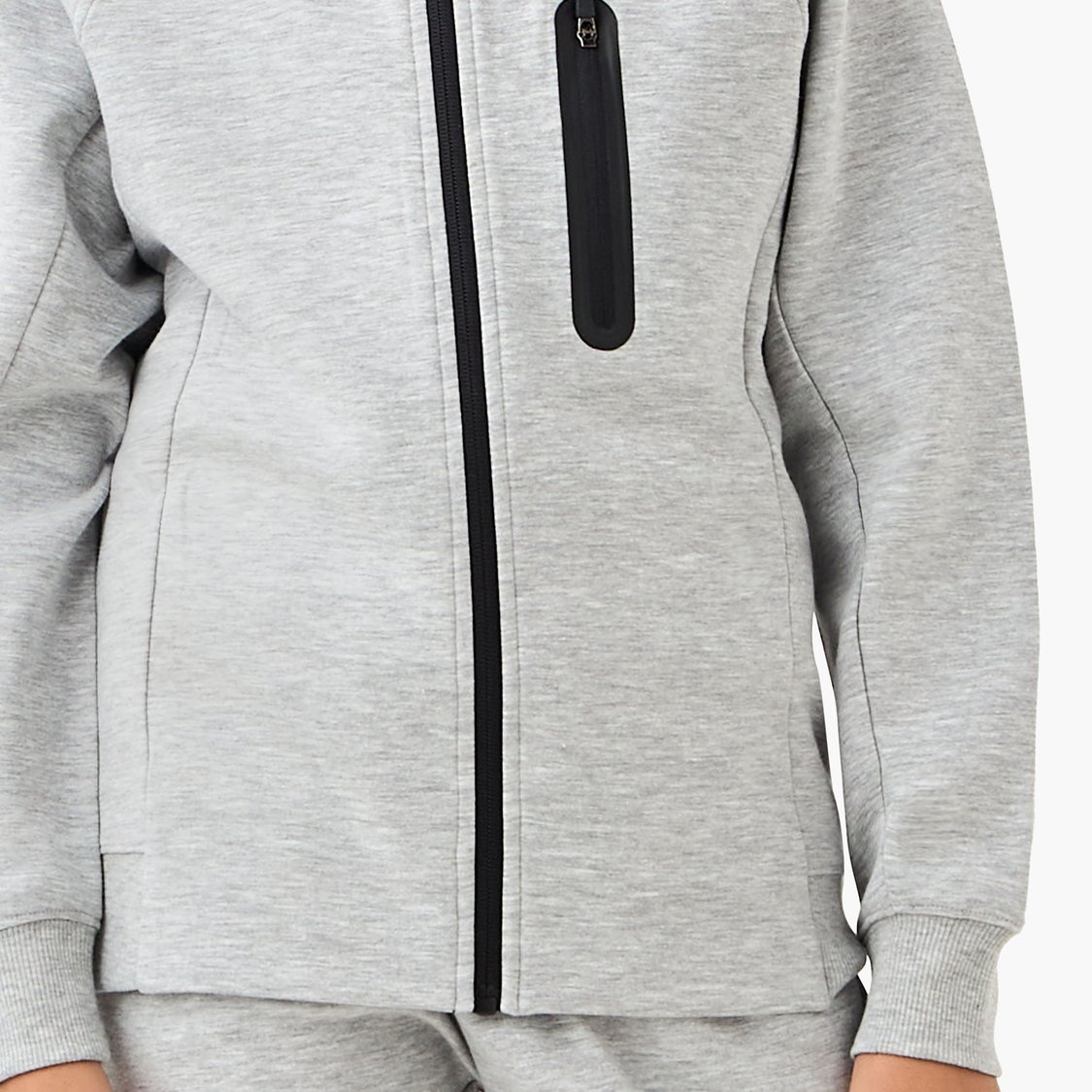 Juniors Solid Zip Through Hoodie and Joggers Set