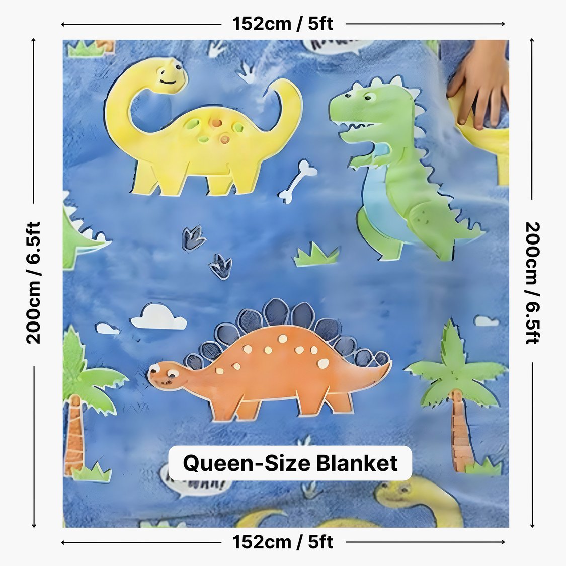 Dinosaur Applique Glow in the Dark Blanket - 152x200 cm