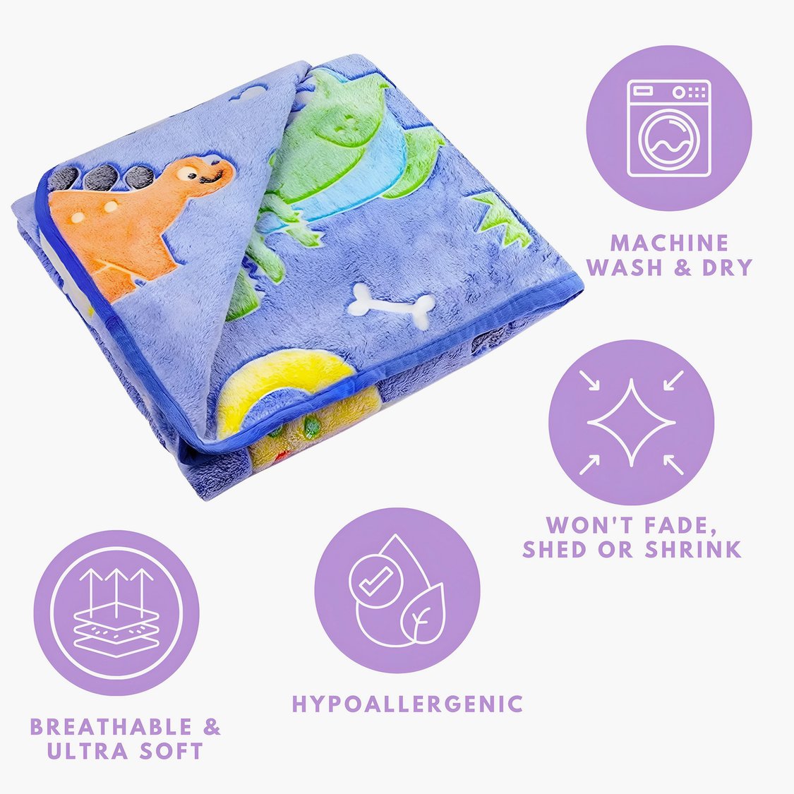 Dinosaur Applique Glow in the Dark Blanket - 152x200 cm
