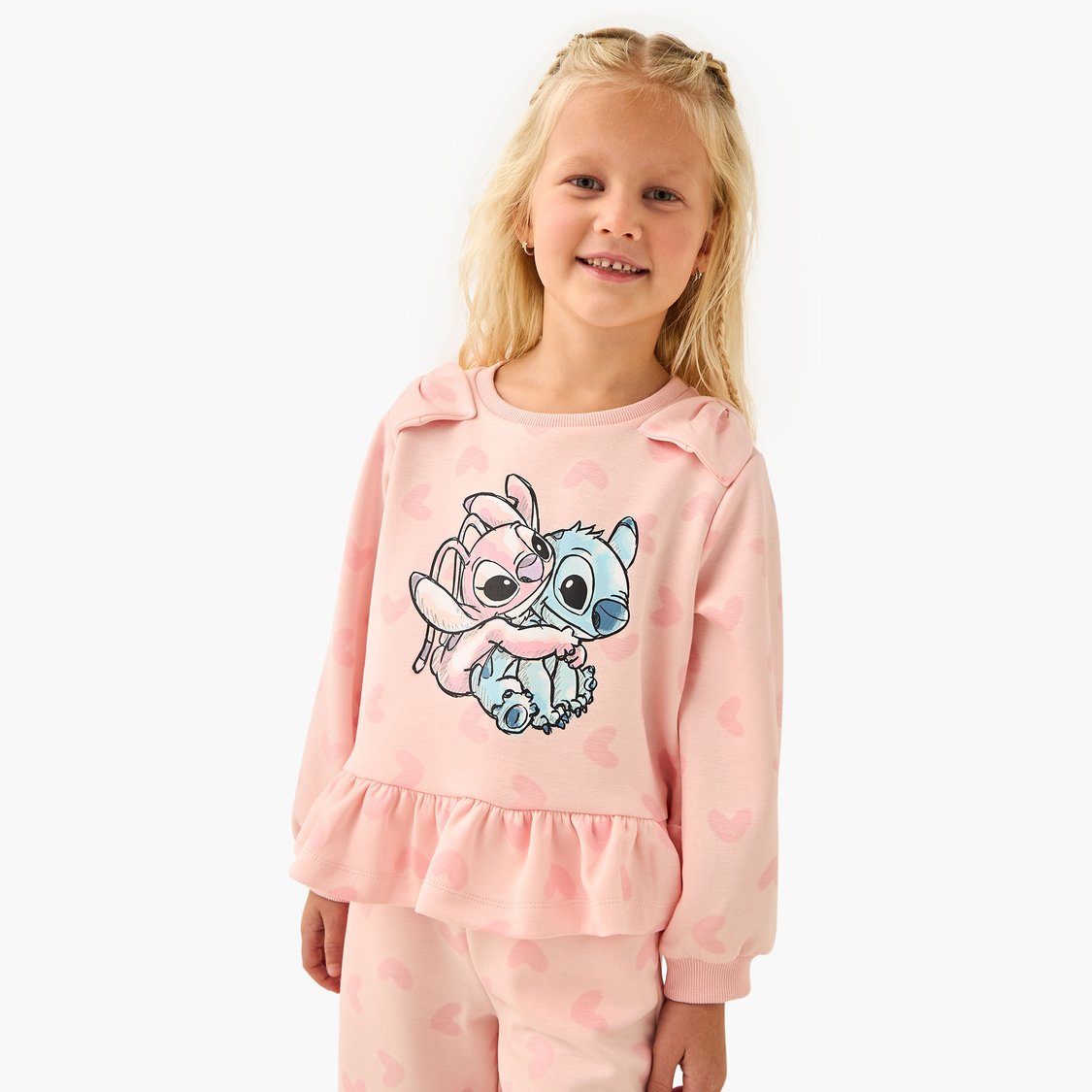Juniors Stitch Print Sweatshirt and Track Pants Set