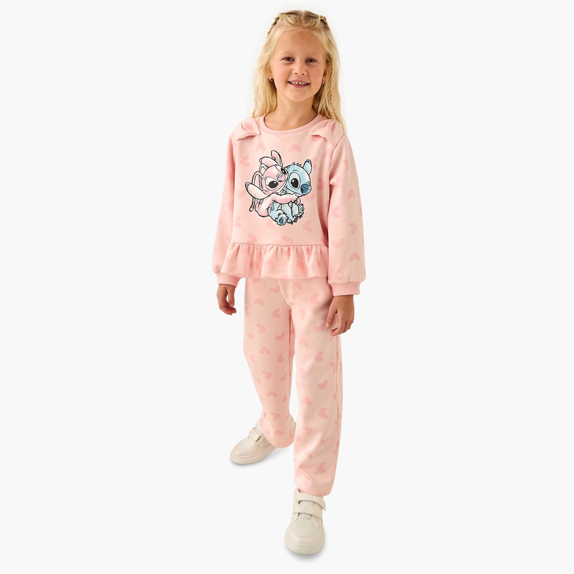 Juniors Stitch Print Sweatshirt and Track Pants Set