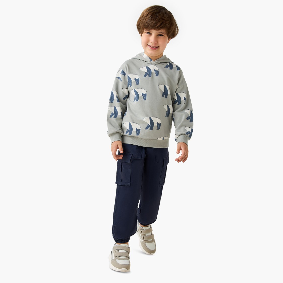 Juniors Panda Print Hooded Sweatshirt with Long Sleeves