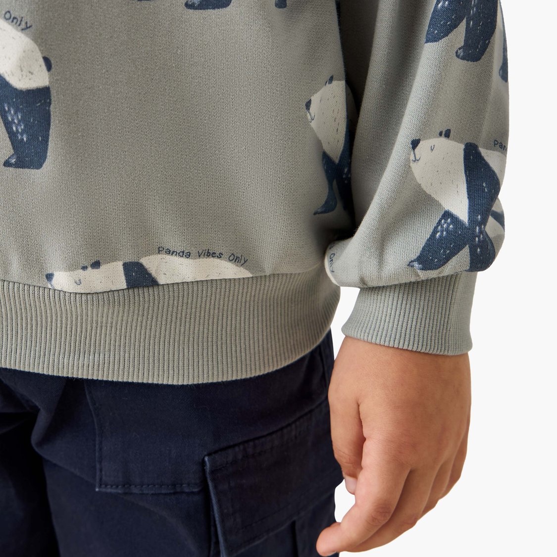 Juniors Panda Print Hooded Sweatshirt with Long Sleeves