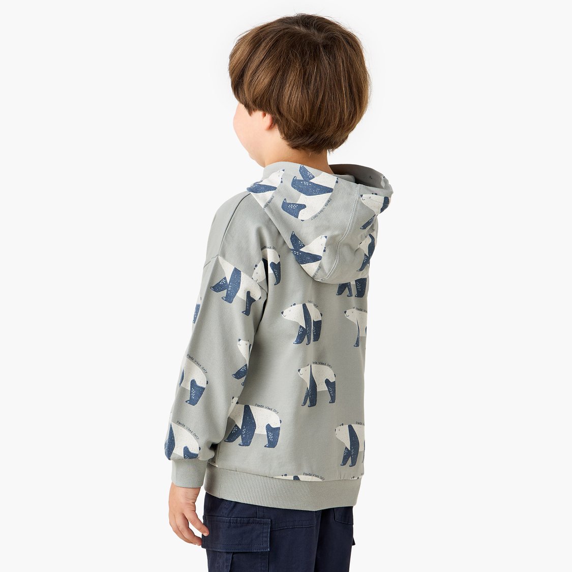 Juniors Panda Print Hooded Sweatshirt with Long Sleeves