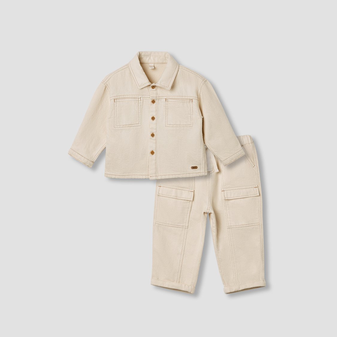 Giggles Solid Shacket and Pants Set