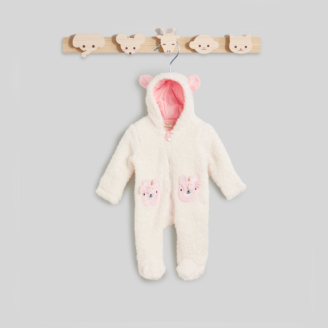 Juniors Applique Hooded Rompers with Zip Closure