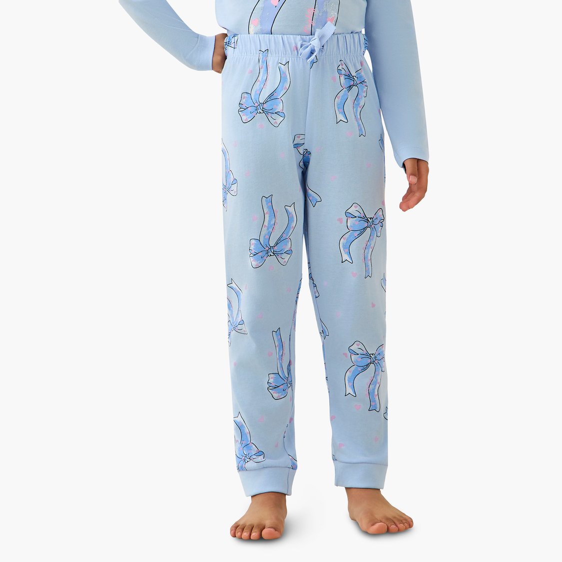 Juniors Bow Print T-shirt with Joggers Set