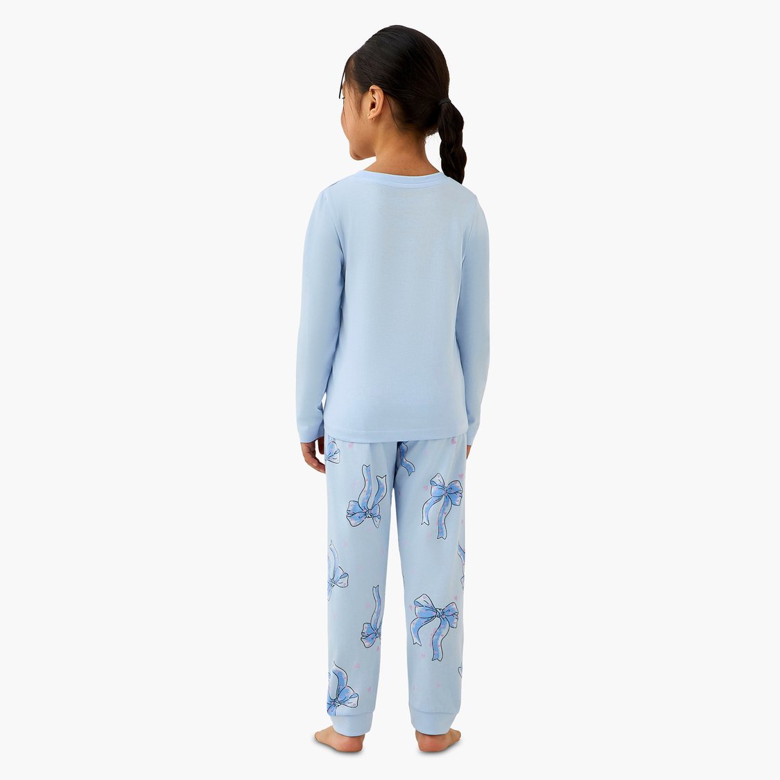 Juniors Bow Print T-shirt with Joggers Set