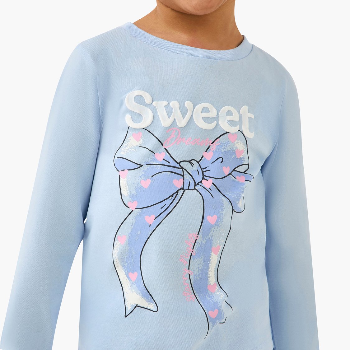 Juniors Bow Print T-shirt with Joggers Set