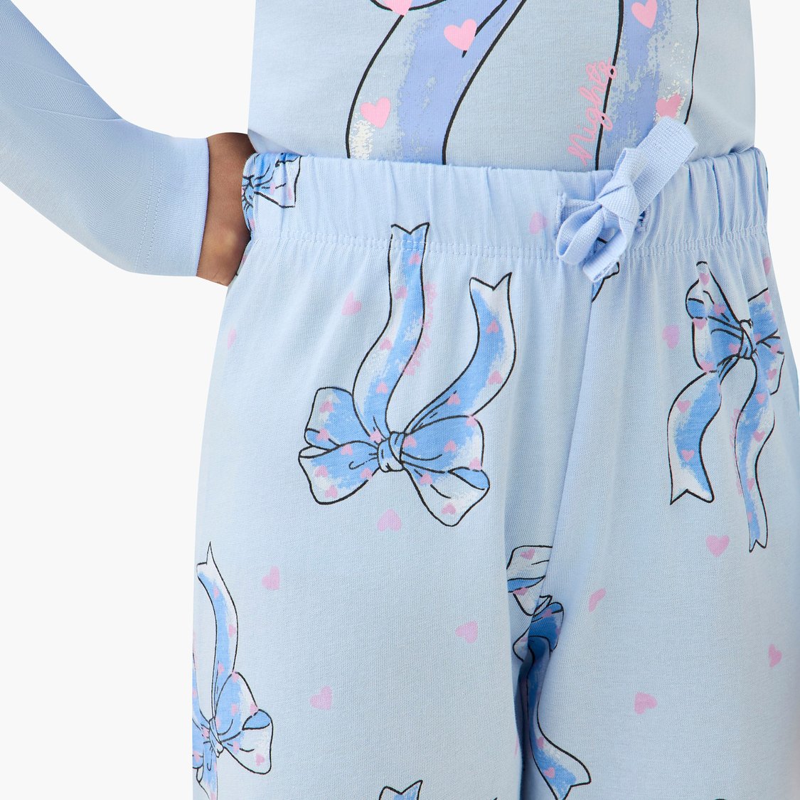 Juniors Bow Print T-shirt with Joggers Set