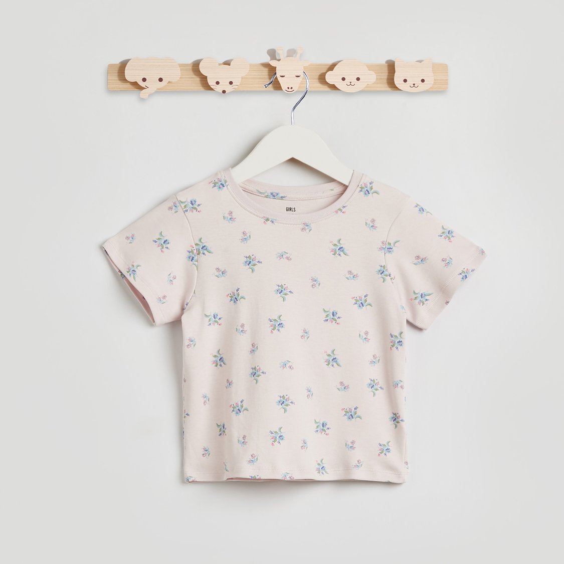 Juniors Floral Print T-shirt with Short Sleeves