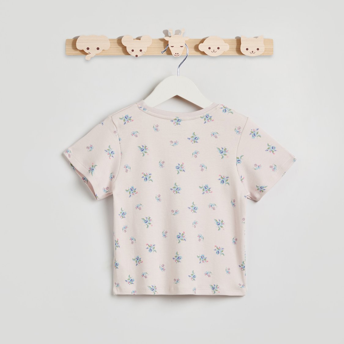Juniors Floral Print T-shirt with Short Sleeves