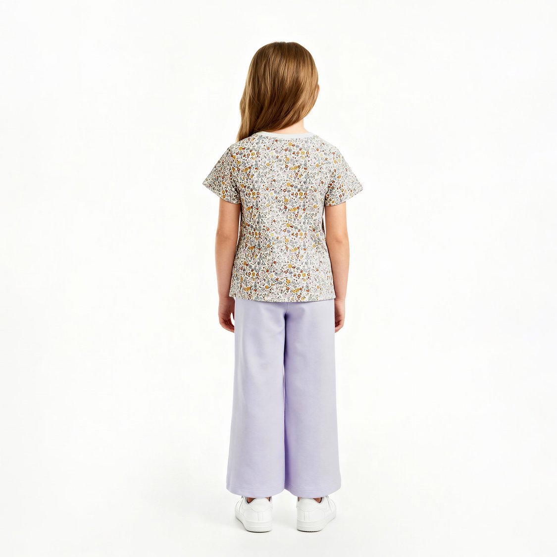 Juniors Floral Print T-shirt with Short Sleeves