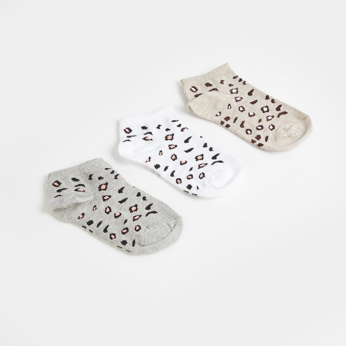 Juniors Animal Print Ankle Length Socks - Set of 3