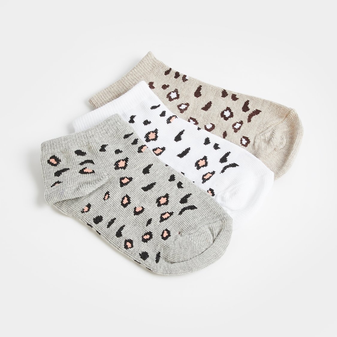 Juniors Animal Print Ankle Length Socks - Set of 3