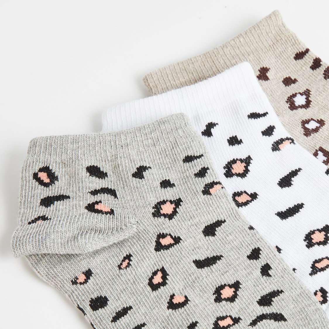 Juniors Animal Print Ankle Length Socks - Set of 3