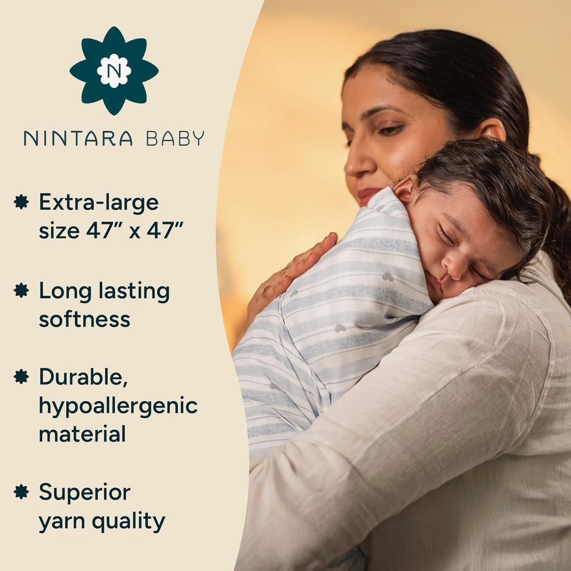 Nintara Baby Assorted Swaddle - Set of 2 - 119x119cm