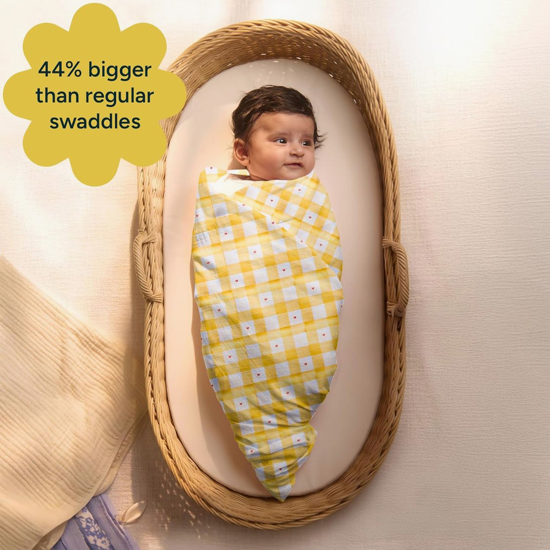 Nintara Baby Checked Swaddle - 119x119cm