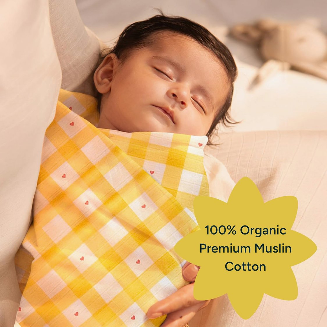 Nintara Baby Checked Swaddle - 119x119cm