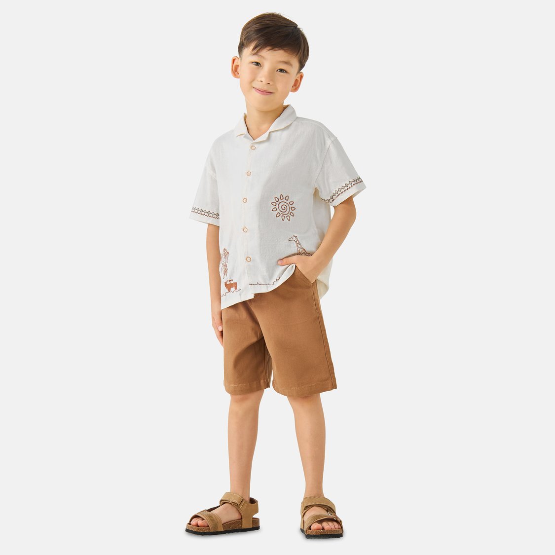 Juniors Embroidered Shirt and Shorts Set