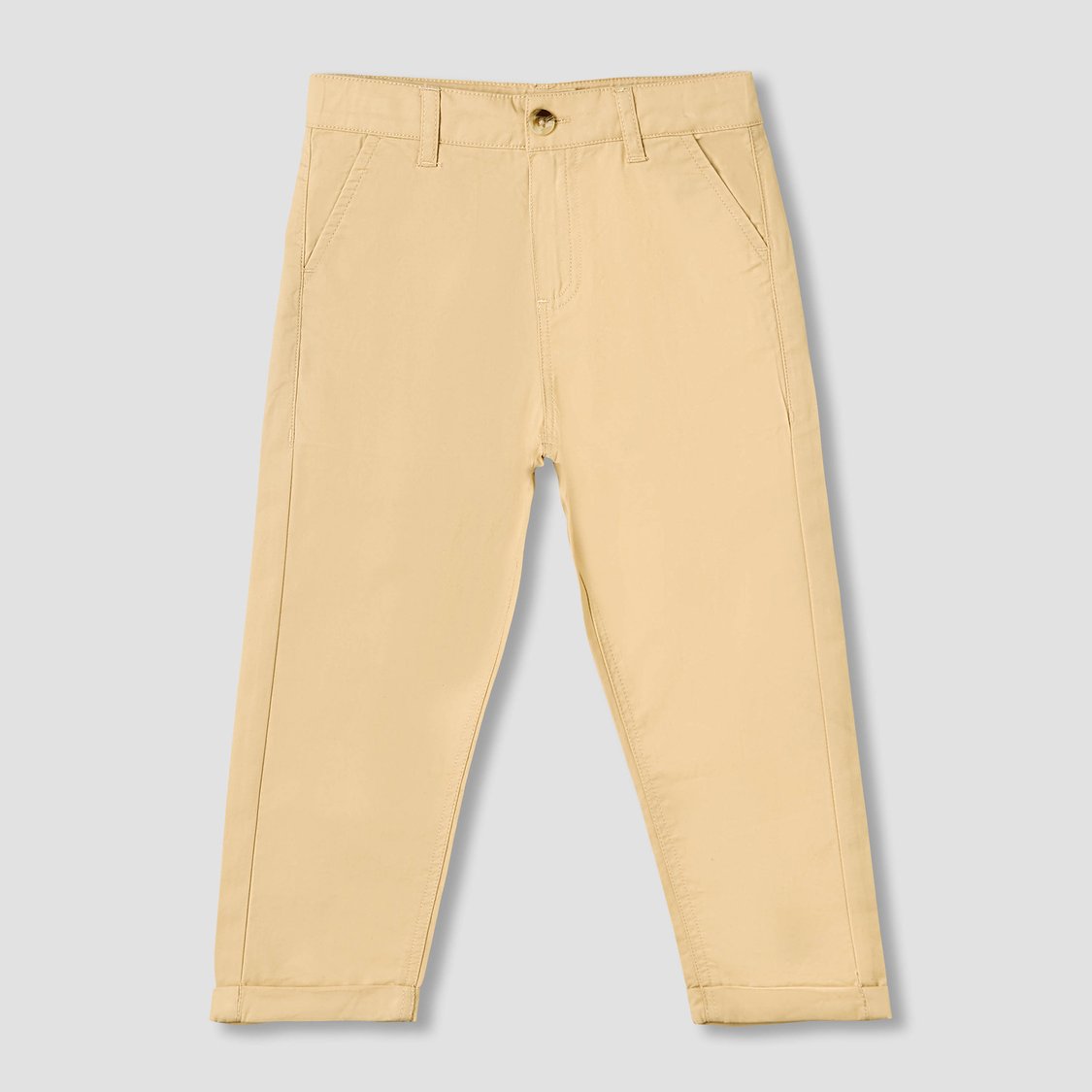 Juniors Solid Trousers with Button Closure
