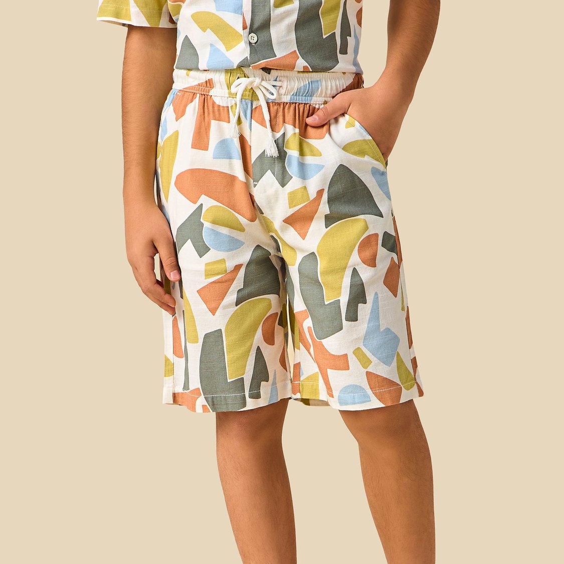 Juniors Abstract Print Shirt and Shorts Set