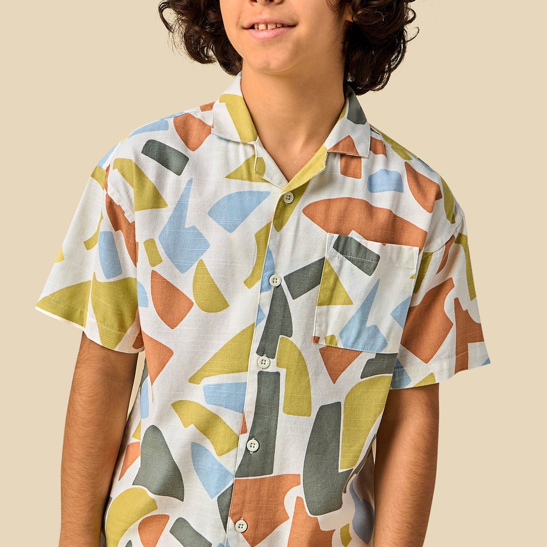 Juniors Abstract Print Shirt and Shorts Set