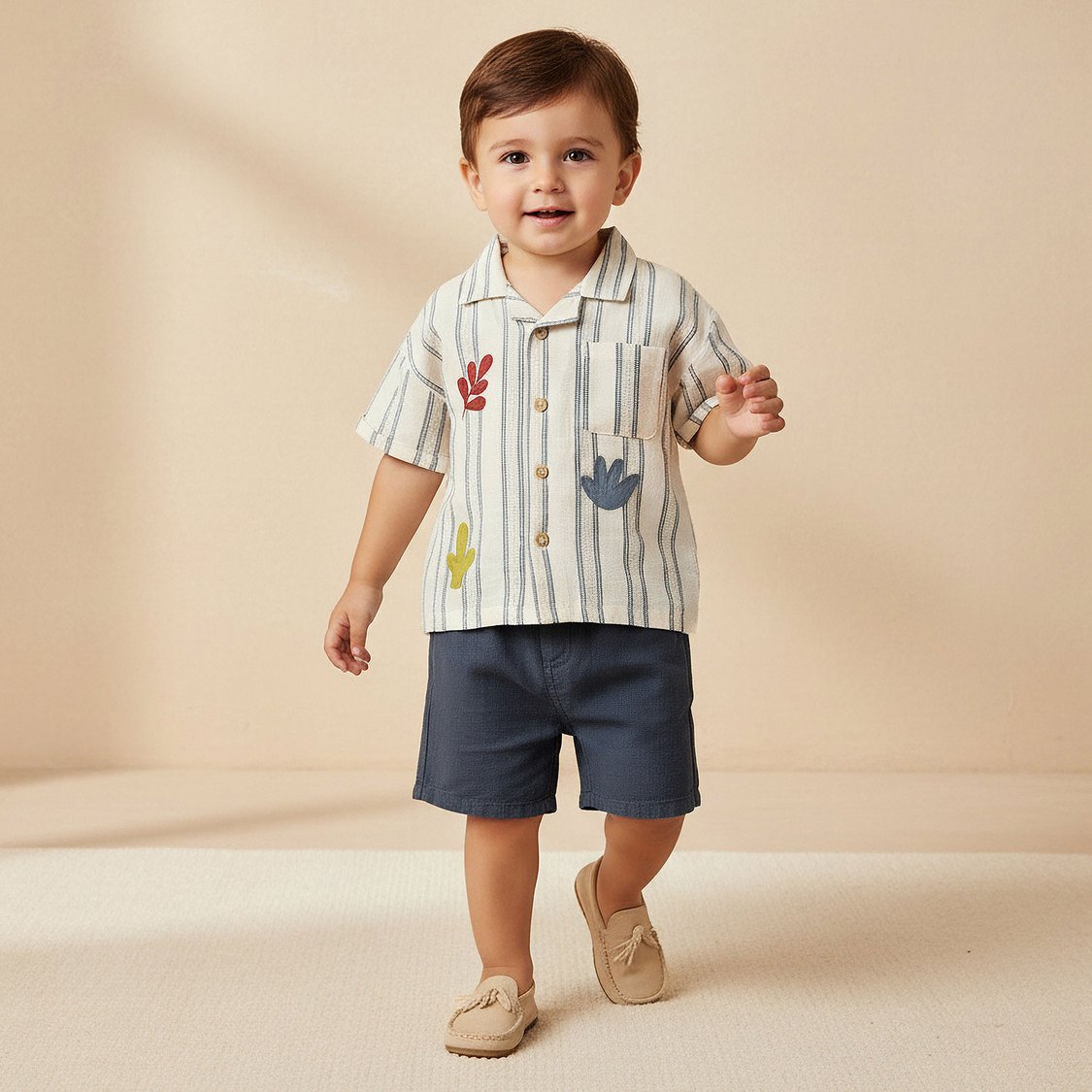 Juniors Striped Shirt And Shorts Set