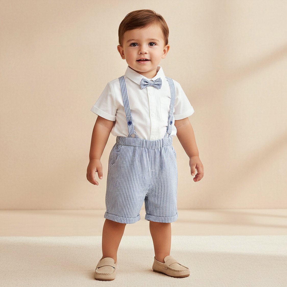 Juniors Solid Bodysuit and Striped Dungaree Set