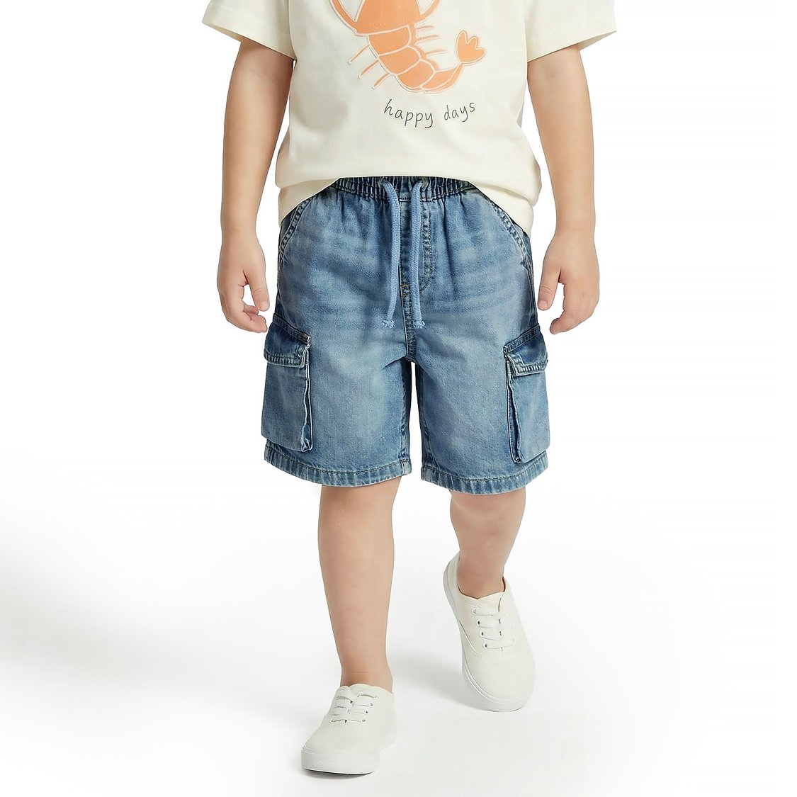 Juniors Washed Cargo Denim Shorts