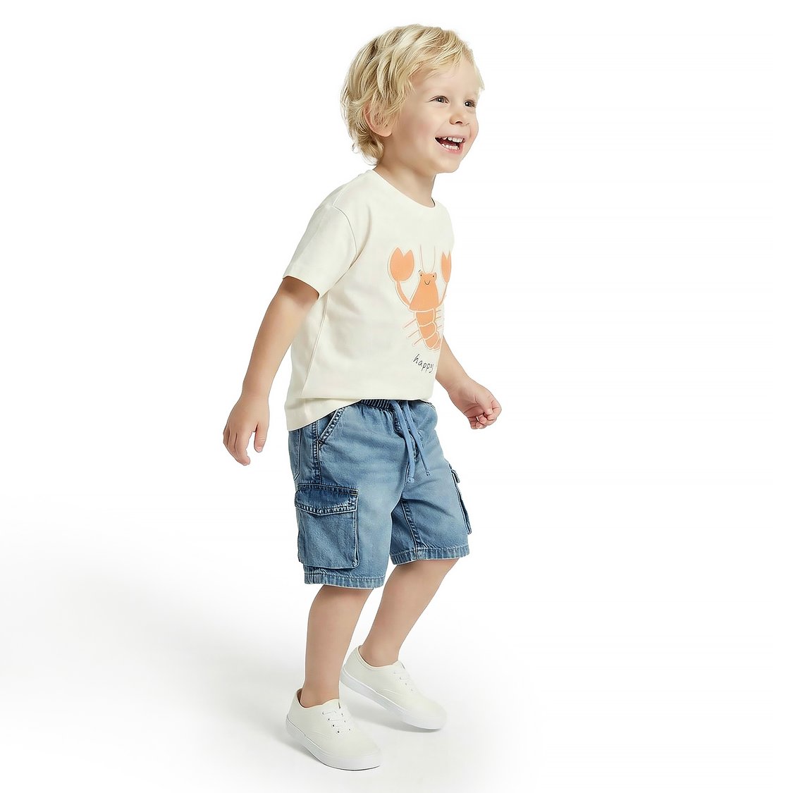 Juniors Washed Cargo Denim Shorts