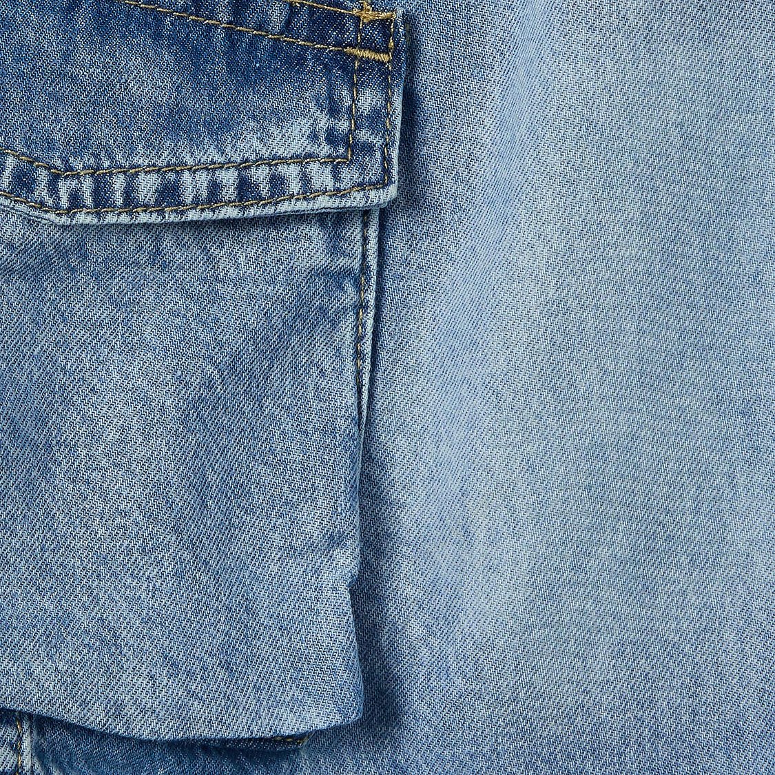 Juniors Washed Cargo Denim Shorts