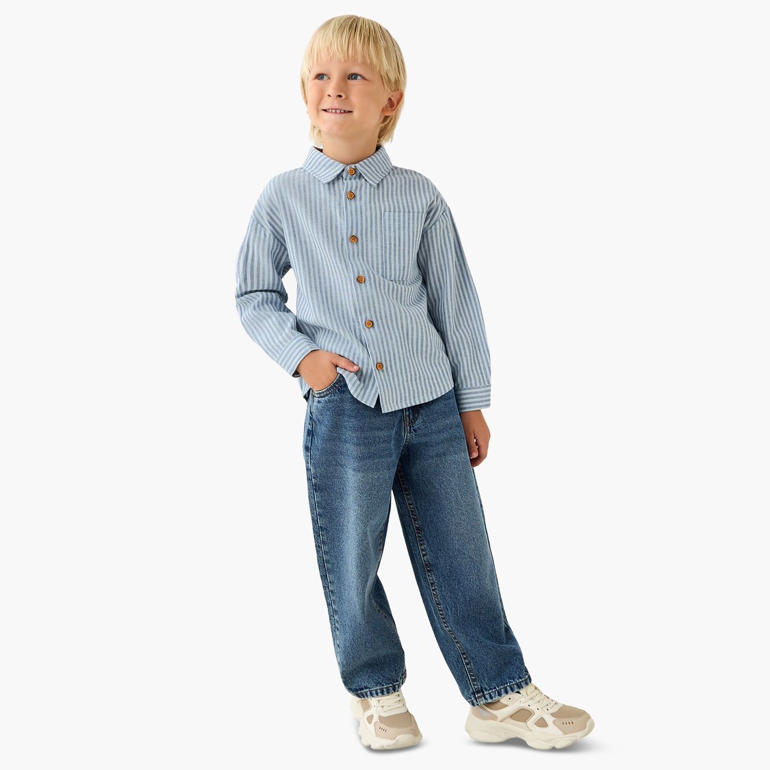 Juniors Washed Jeans with Elasticated Waist