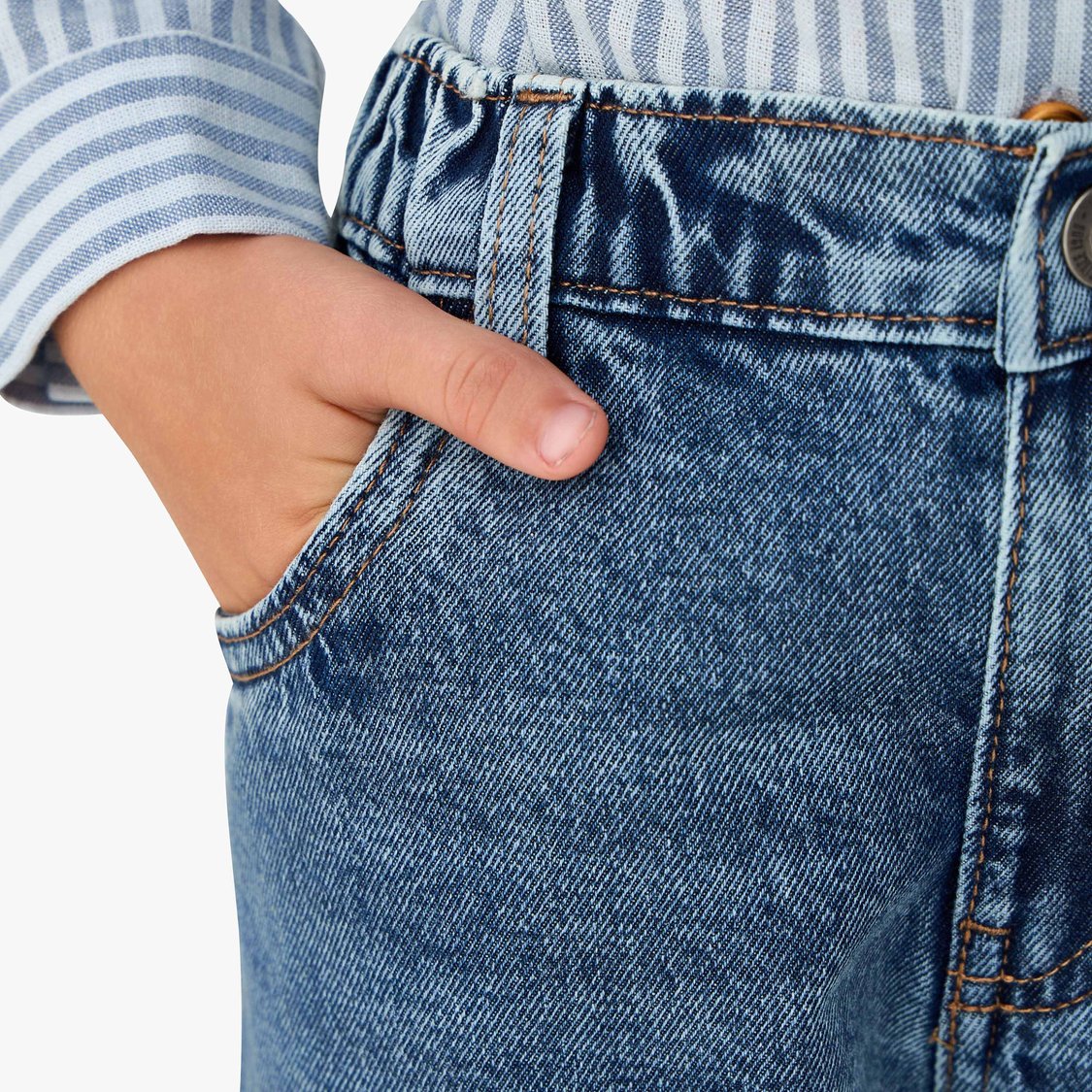 Juniors Washed Jeans with Elasticated Waist
