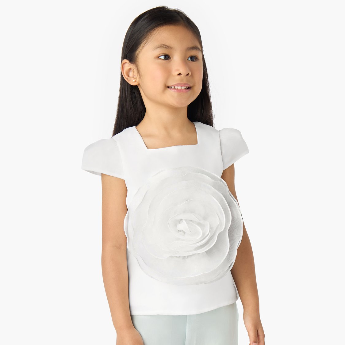 Juniors Floral Applique Top