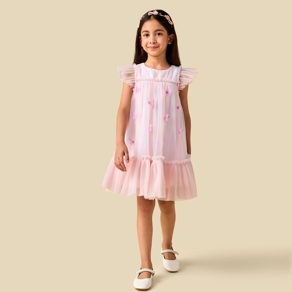 Juniors Butterfly Applique A-line Dress