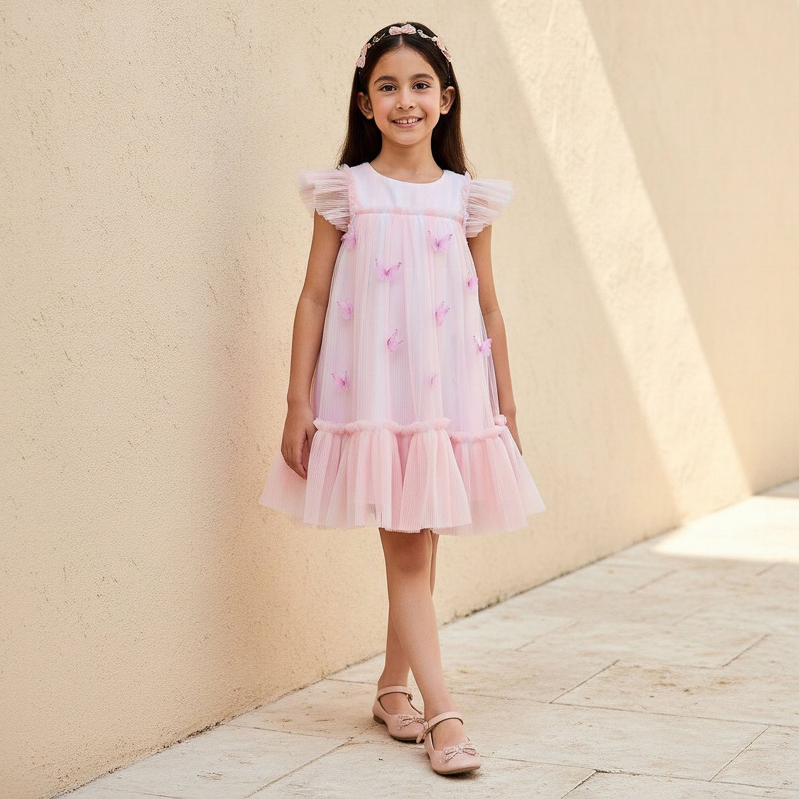 Juniors Butterfly Applique A-line Dress